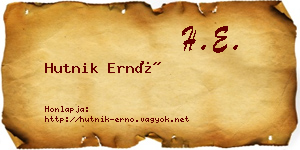 Hutnik Ernő névjegykártya